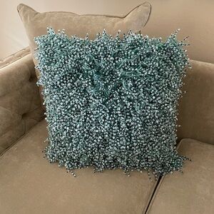 Teal Shaggy Decorative Pillow